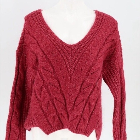 Anthropologie Women Size M Violet Ramona Cable Knit V-Neck Pullover Sweater - Picture 5 of 5
